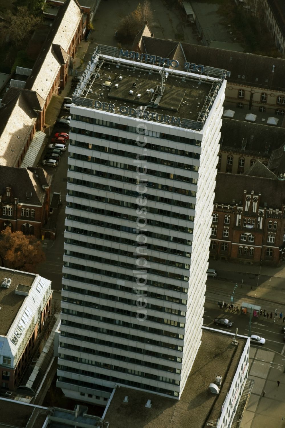 Frankfurt (Oder) from the bird's eye view: High-rise buildings DER ODERTURM on Lenne Passagen in Frankfurt (Oder) in the state Brandenburg