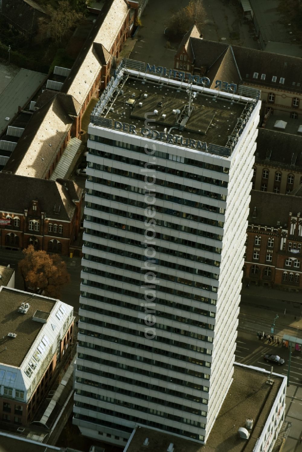 Aerial image Frankfurt (Oder) - High-rise buildings DER ODERTURM on Lenne Passagen in Frankfurt (Oder) in the state Brandenburg