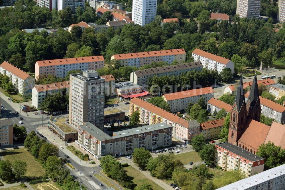 Aerial photograph Frankfurt (Oder) - High-rise buildings at the Sublicer Strasse in Frankfurt (Oder) in the state Brandenburg