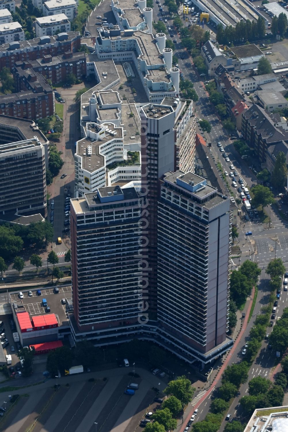 Köln from above - High-rise buildings Uni-Center Koeln on Luxemburger Strasse in Cologne in the state North Rhine-Westphalia, Germany