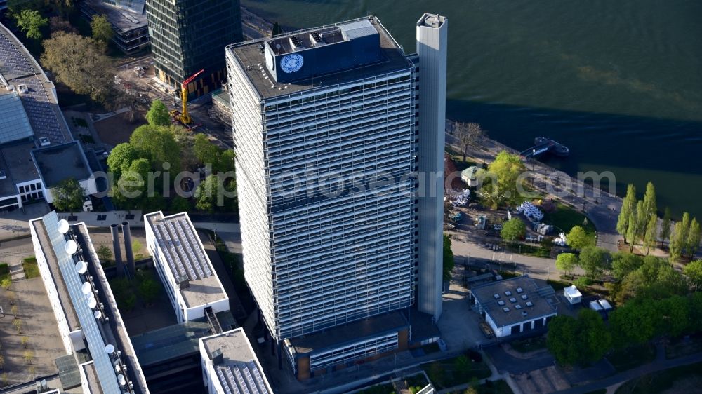 Aerial image Bonn - High-rise buildings United Nations Conpus Bonn on Platz of Vereinten Nationen in the district Gronau in Bonn in the state North Rhine-Westphalia, Germany