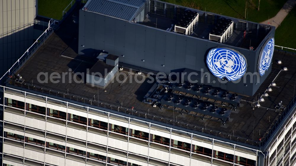 Aerial photograph Bonn - High-rise buildings United Nations Conpus Bonn on Platz of Vereinten Nationen in the district Gronau in Bonn in the state North Rhine-Westphalia, Germany