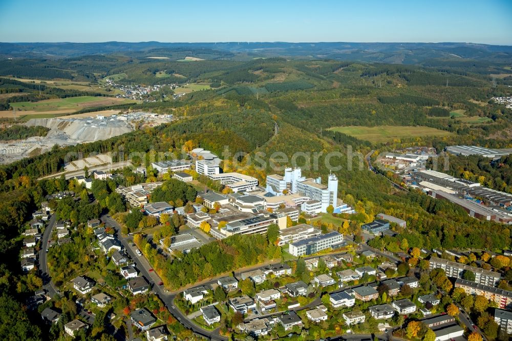 Aerial photograph Siegen - High-rise building of the university Siegen on Campus Haardter Berg in Siegen in the state North Rhine-Westphalia