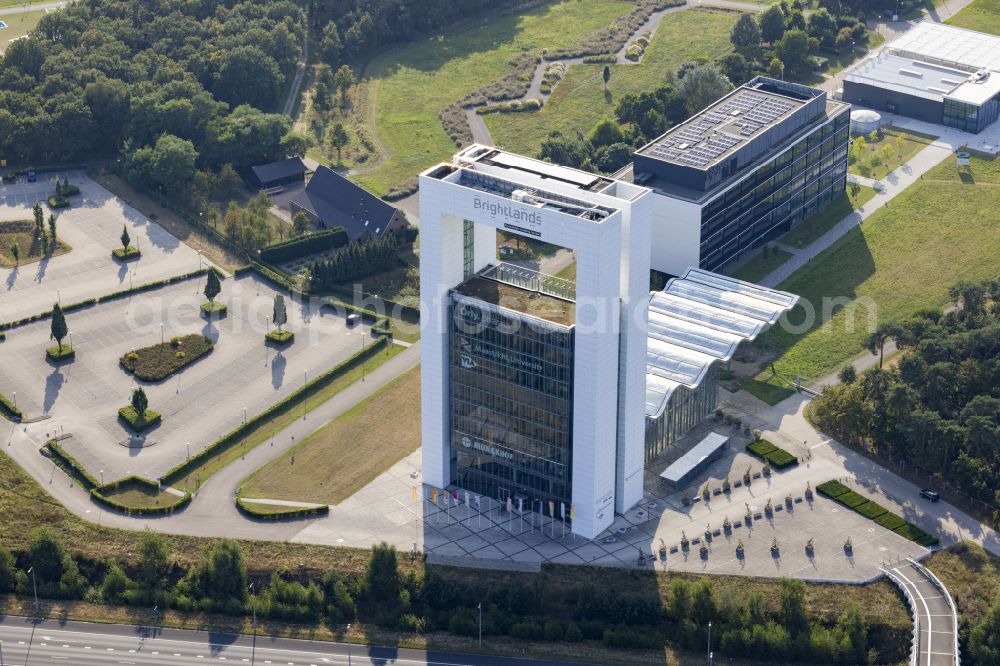 Aerial image Venlo - High-rise building of the university Brightlands Campus Greenport Venlo, Villafloraweg on street Villafloraweg in Venlo, Limburg, Netherlands