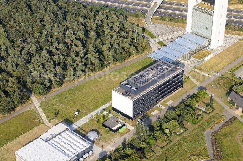 Venlo from the bird's eye view: High-rise building of the university Brightlands Campus Greenport Venlo, Villafloraweg on street Villafloraweg in Venlo, Limburg, Netherlands