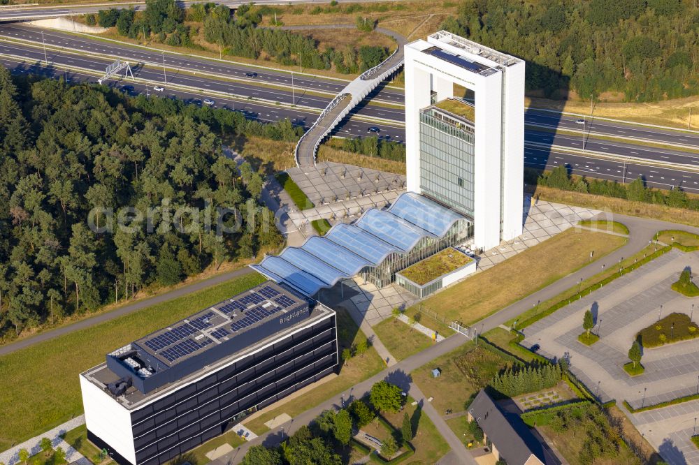 Aerial image Venlo - High-rise building of the university Brightlands Campus Greenport Venlo, Villafloraweg on street Villafloraweg in Venlo, Limburg, Netherlands