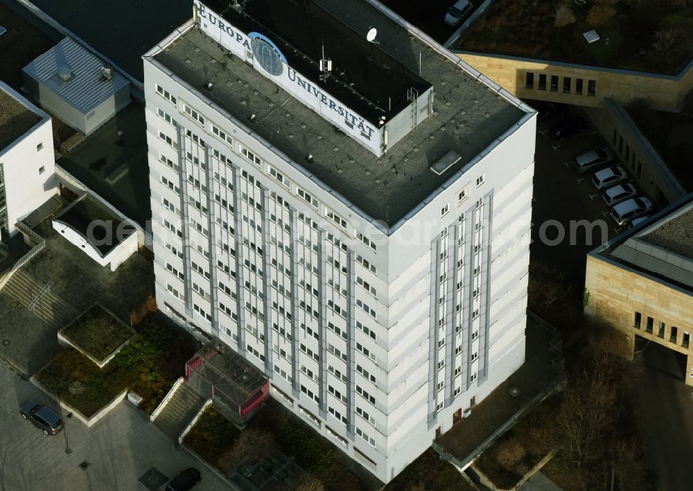 Aerial image Frankfurt (Oder) - High-rise building of the university Viadrina in Frankfurt (Oder) in the state Brandenburg