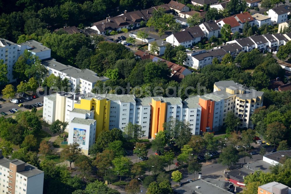 Offenbach am Main from above - High-rise building in the residential area Bieber-Waldhof in Offenbach am Main in the state of Hesse