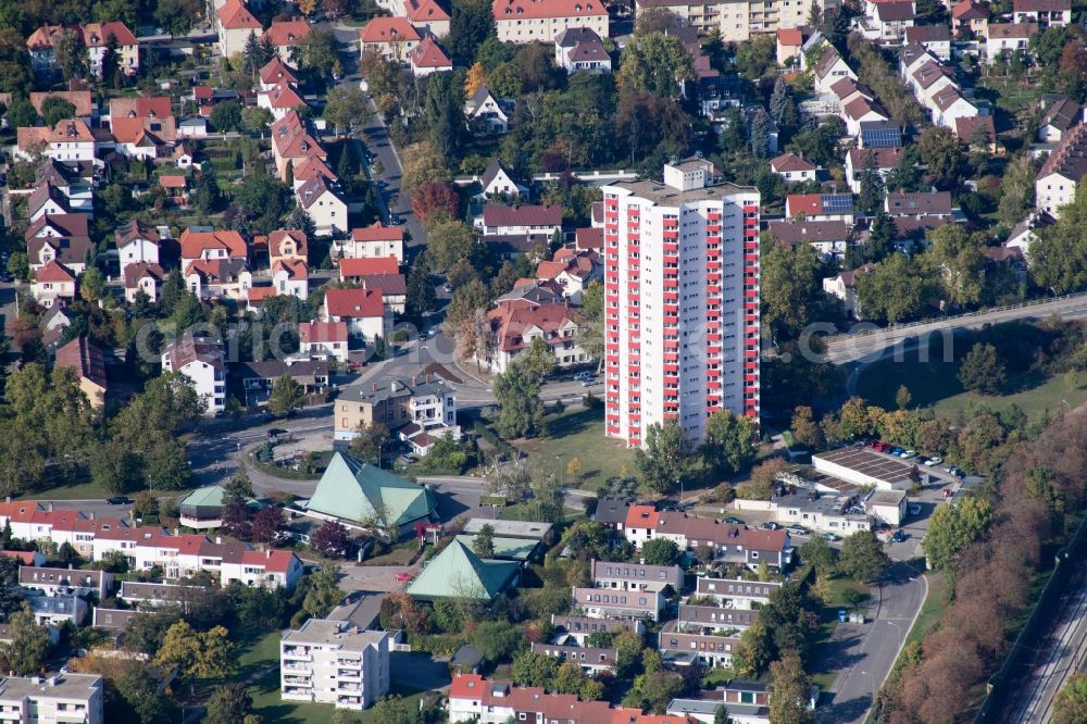 Aerial image Frankenthal (Pfalz) - High-rise building in the residential area Carl-Bosch-Ring in Frankenthal (Pfalz) in the state Rhineland-Palatinate