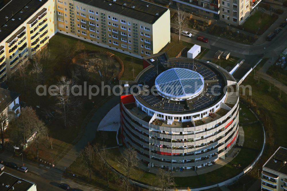 Berlin from above - High-rise building in the residential area Degnerbogen on Degnerstrasse in the district Lichtenberg in Berlin, Germany
