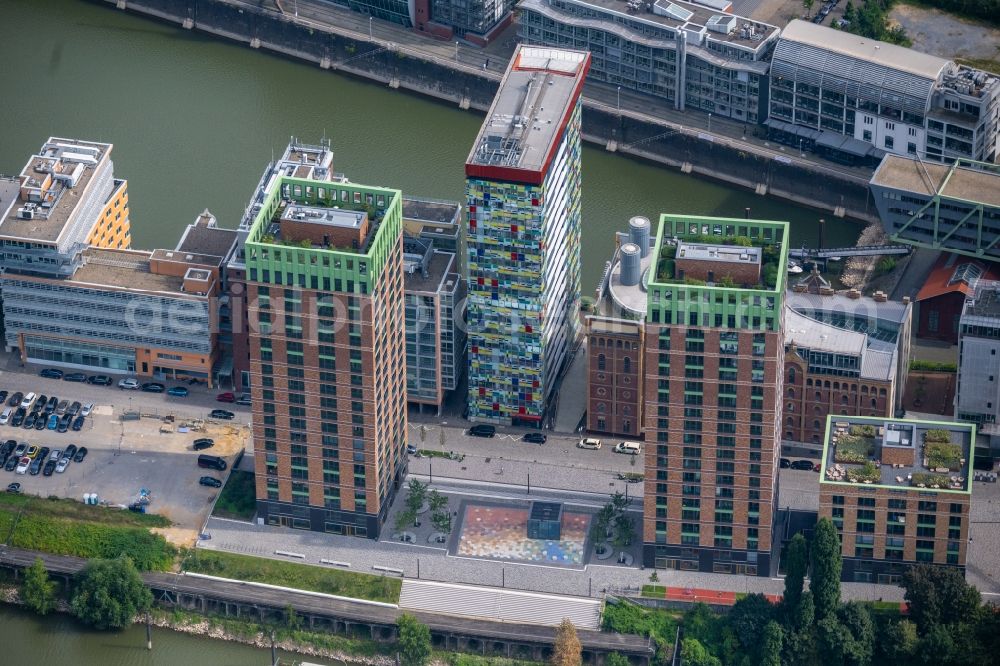 Düsseldorf from above - High-rise building in the residential area Duesseldorfer Heimathafen of Projekts WIN WIN in the district Unterbilk in Duesseldorf at Ruhrgebiet in the state North Rhine-Westphalia, Germany