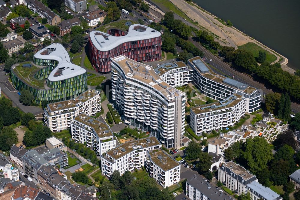 Köln from the bird's eye view: High-rise building in the residential area Flow Tower on Gustav-Heinemann-Ufer in the district Bayenthal in Cologne in the state North Rhine-Westphalia, Germany