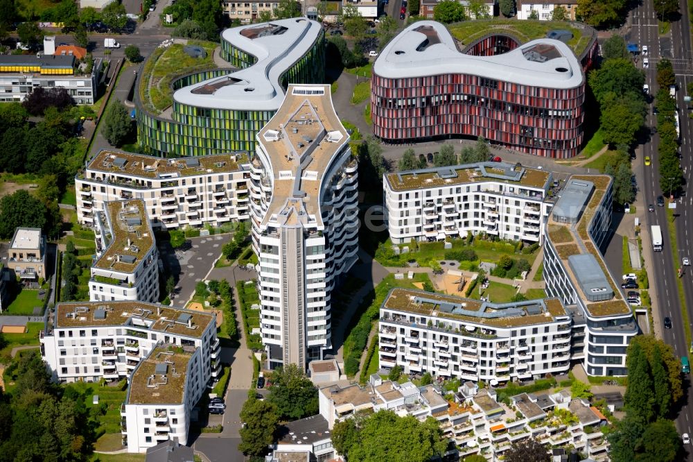 Aerial photograph Köln - High-rise building in the residential area Flow Tower on Gustav-Heinemann-Ufer in the district Bayenthal in Cologne in the state North Rhine-Westphalia, Germany