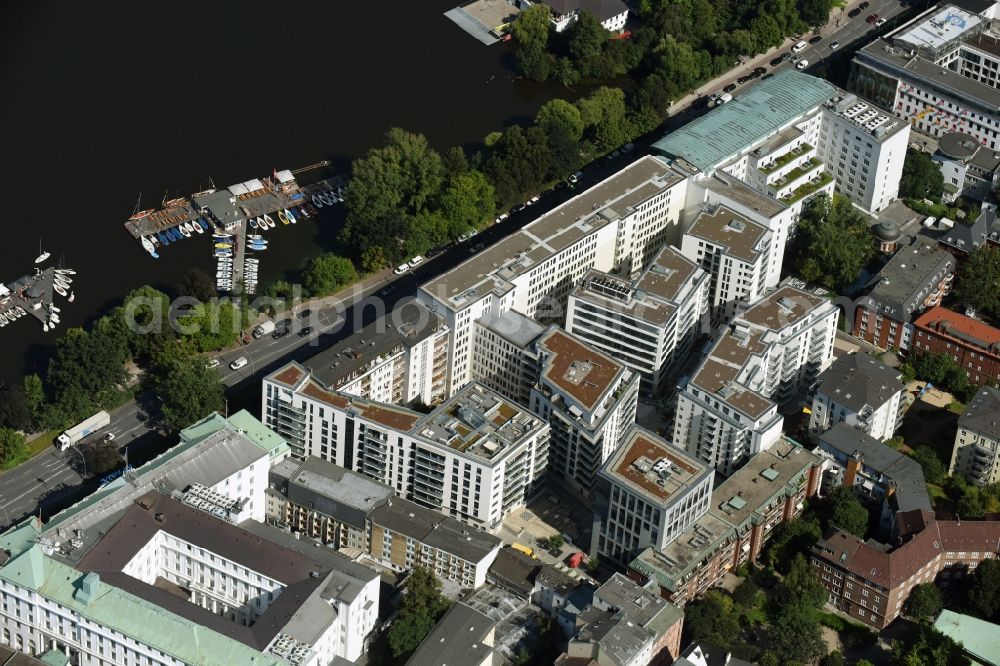 Hamburg from above - High-rise building in the residential area between Alstertwiete and Gurlittstreet in the district St. Georg in Hamburg