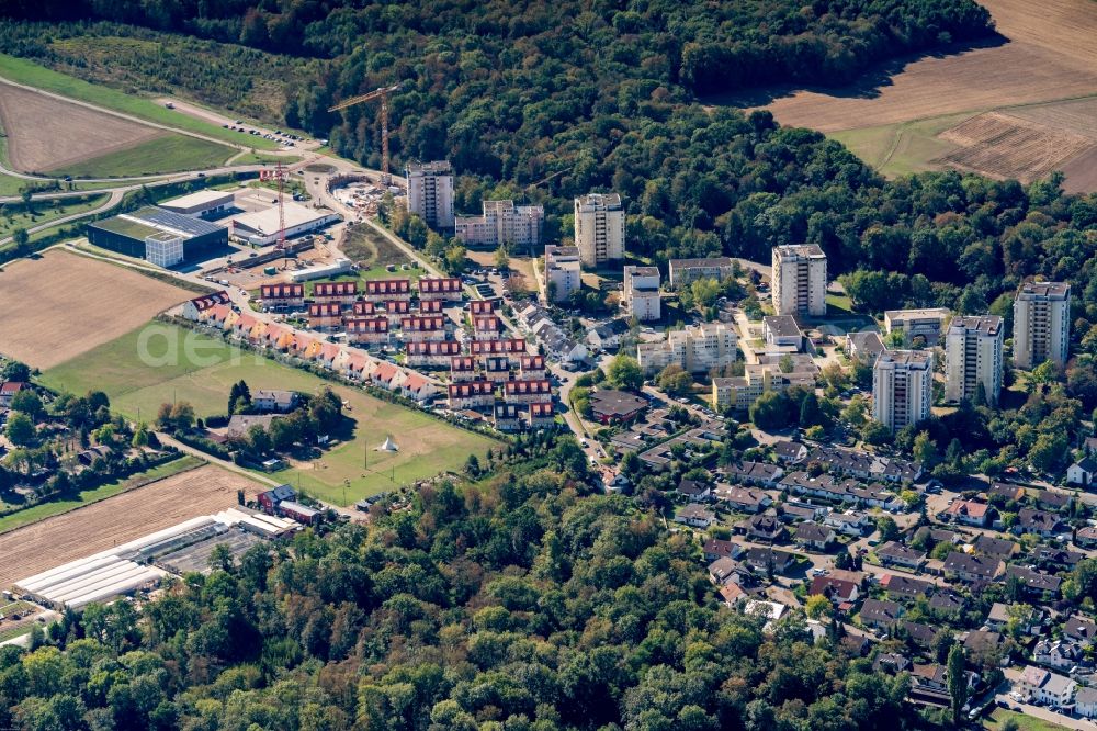 Aerial image Umkirch - High-rise building in the residential area Hauptstrasse - Feldbergstrasse in Umkirch in the state Baden-Wurttemberg, Germany