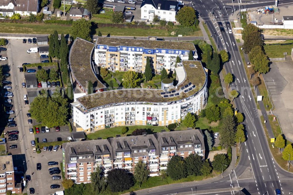 Hilfarth from above - High-rise building in the residential area on Hilfarther Strasse in Hilfarth in the federal state of North Rhine-Westphalia, Germany