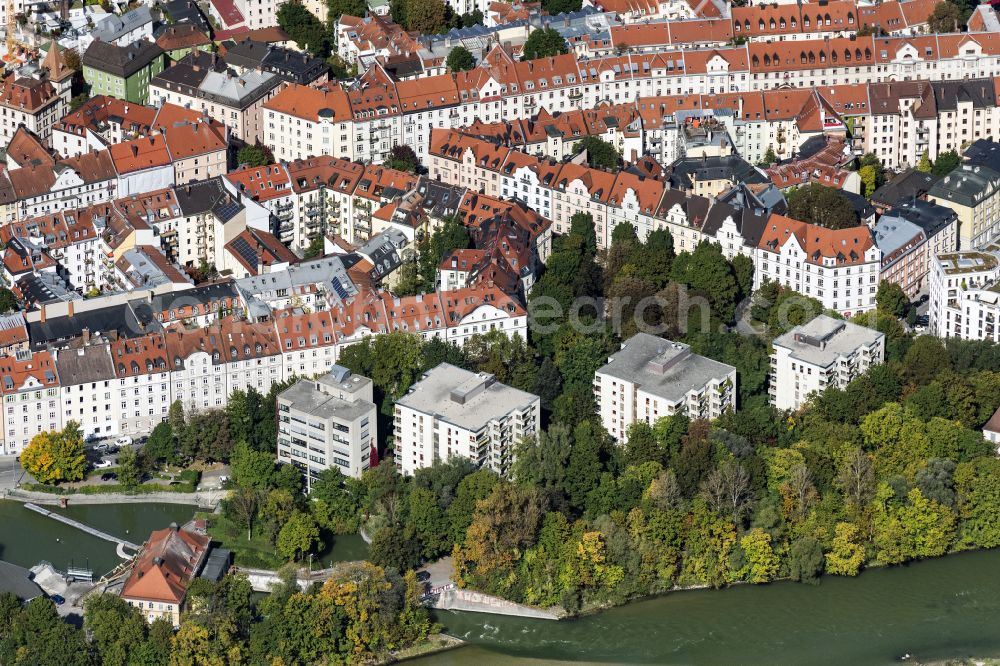 Aerial photograph München - High-rise building in the residential area in Munich in the state Bavaria, Germany