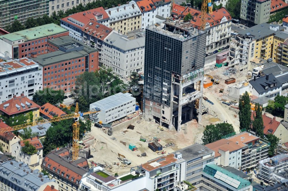 Aerial image München - High-rise building in the residential area The Seven on Gaertnerplatzviertel in Munich in the state Bavaria, Germany