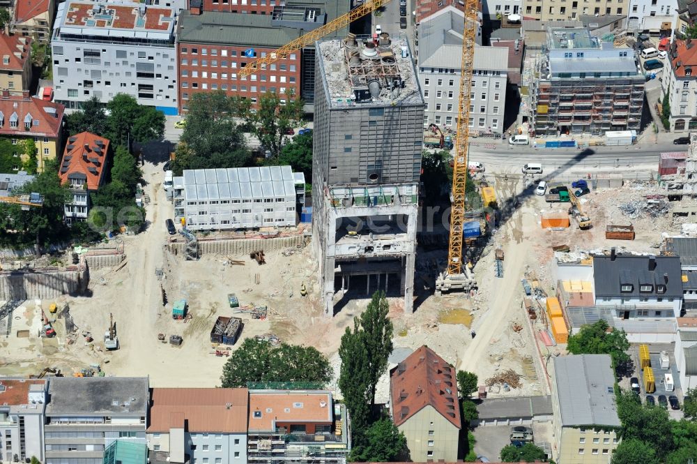 Aerial image München - High-rise building in the residential area The Seven on Gaertnerplatzviertel in Munich in the state Bavaria, Germany