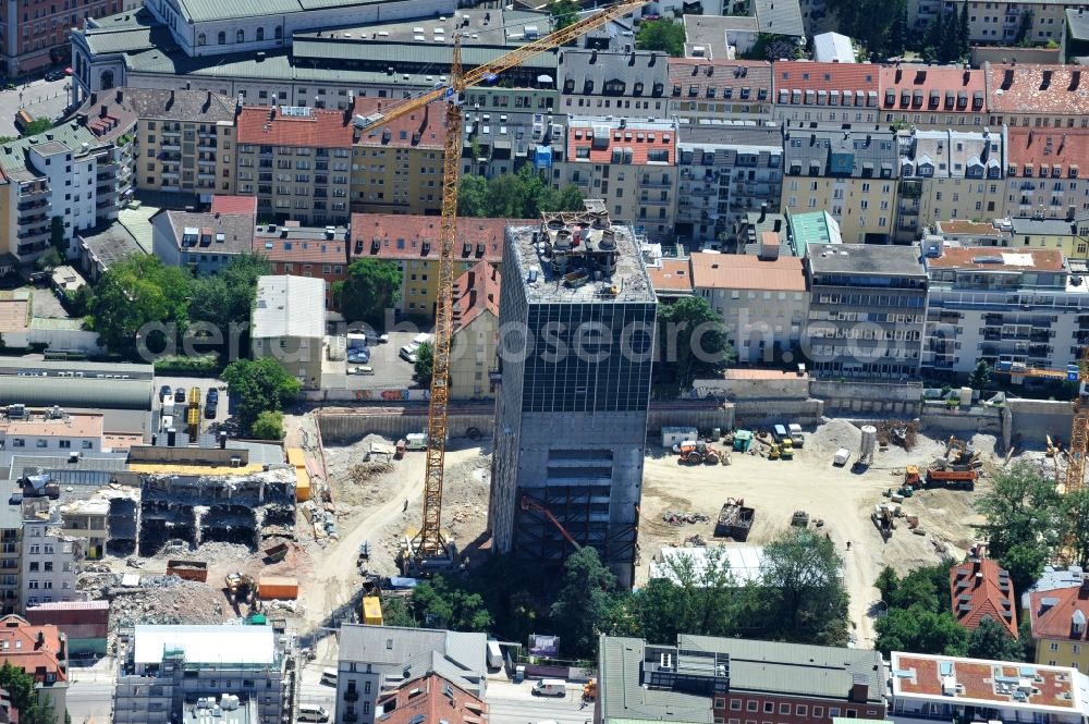 Aerial image München - High-rise building in the residential area The Seven on Gaertnerplatzviertel in Munich in the state Bavaria, Germany