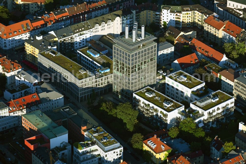 Aerial image München - High-rise building in the residential area The Seven on Gaertnerplatzviertel in Munich in the state Bavaria, Germany