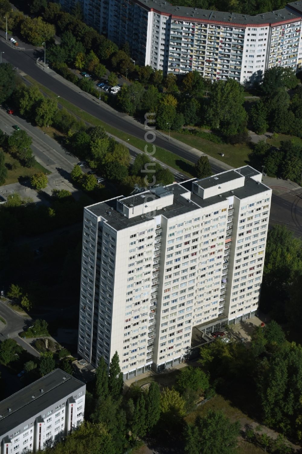 Berlin from above - High-rise building in the residential area in district Marzahn in Berlin