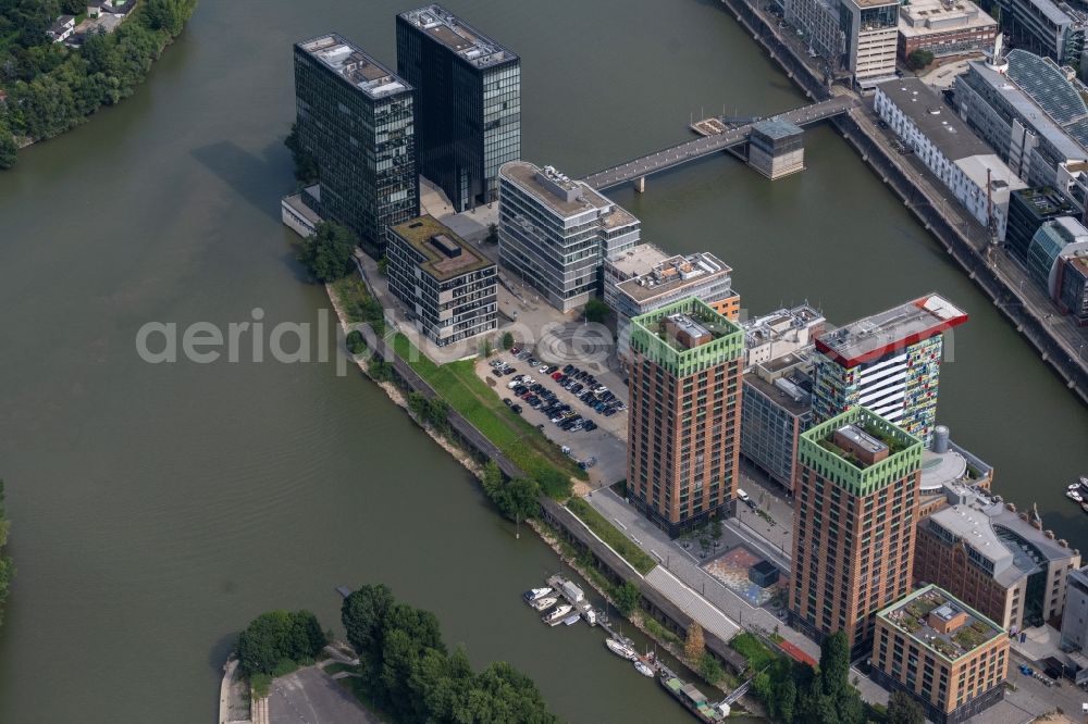 Aerial photograph Düsseldorf - High-rise building complex Duesseldorfer Heimathafen of the project WIN WIN on Speditionstrasse in Duesseldorf at Ruhrgebiet in the state North Rhine-Westphalia, Germany