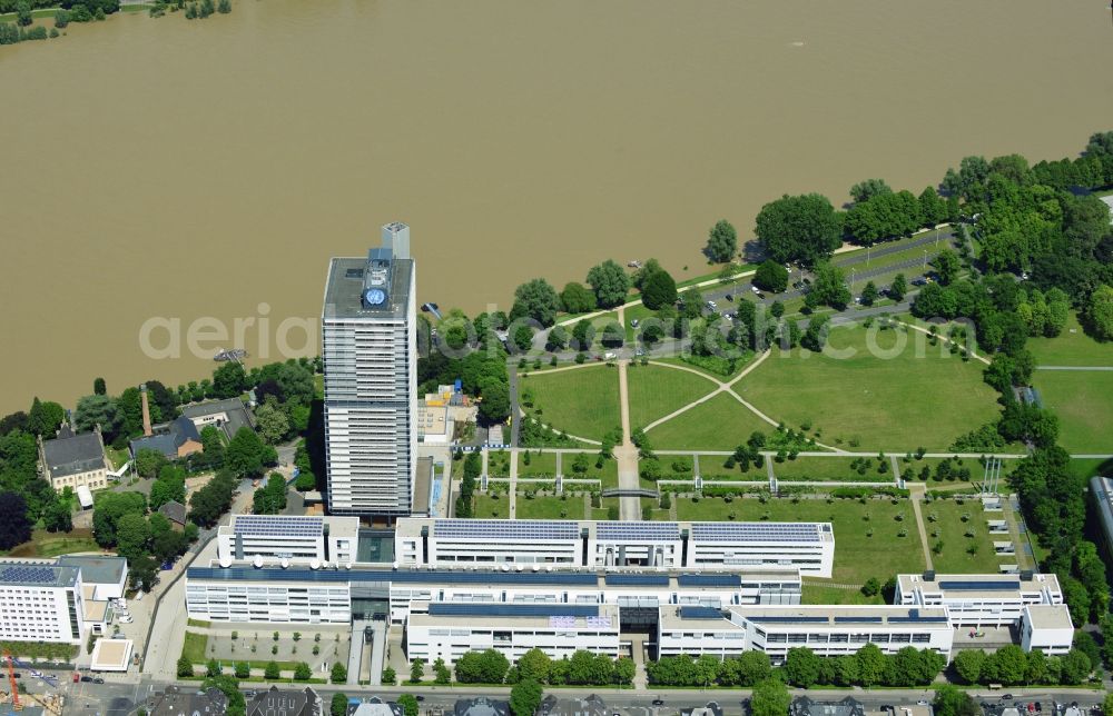 Aerial image Bonn - Skyscraper - the Langer Eugen building complex at the UN Campus in Bonn on the Rhine in North Rhine-Westphalia