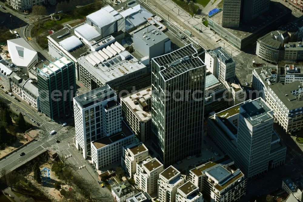 Aerial image Frankfurt am Main - New high-rise building complex MainTor WINX on Schneidwallgasse in Frankfurt in the state Hesse, Germany