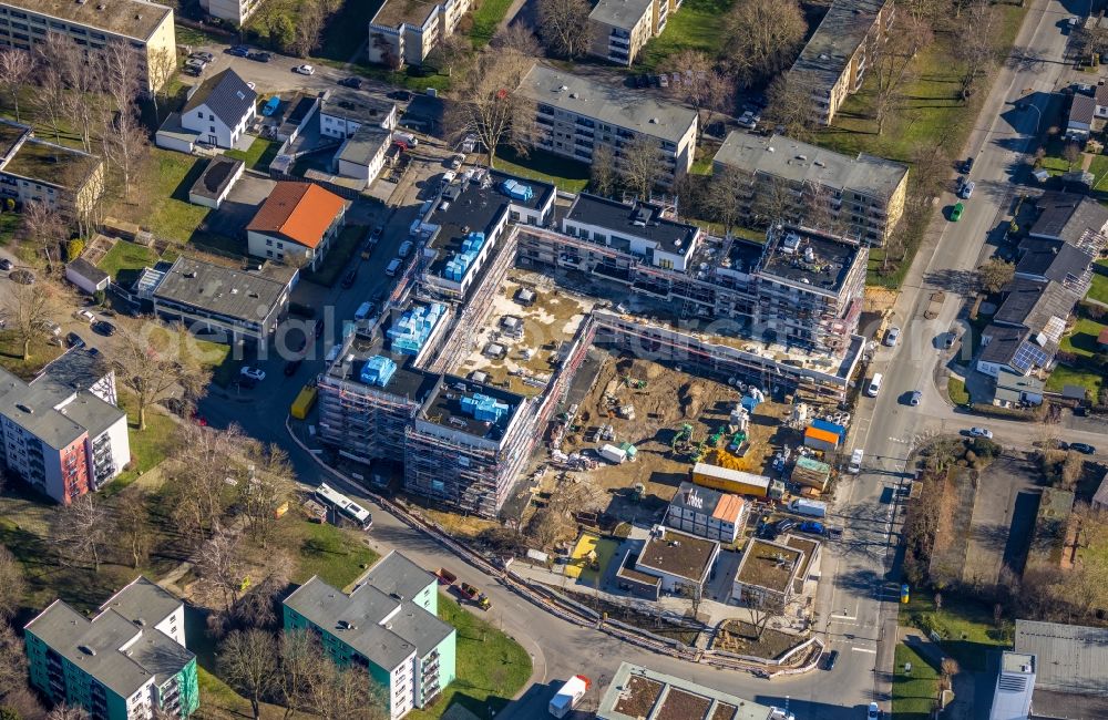 Aerial image Dortmund - High-rise construction site for a new residential and commercial building on Gevelsbergstrasse in the district Schueren-Neu in Dortmund at Ruhrgebiet in the state North Rhine-Westphalia, Germany