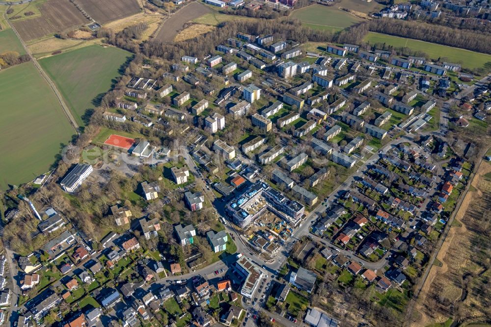 Aerial photograph Dortmund - High-rise construction site for a new residential and commercial building on Gevelsbergstrasse in the district Schueren-Neu in Dortmund at Ruhrgebiet in the state North Rhine-Westphalia, Germany