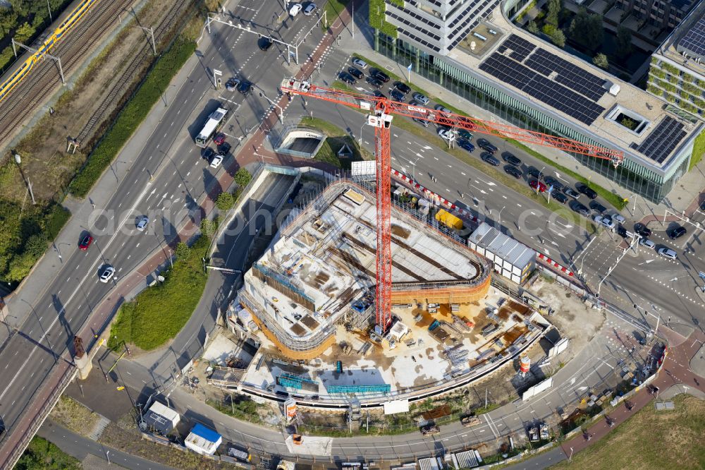 Aerial photograph Venlo - High-rise construction site for a new residential and commercial building in Venlo in Limburg, Netherlands