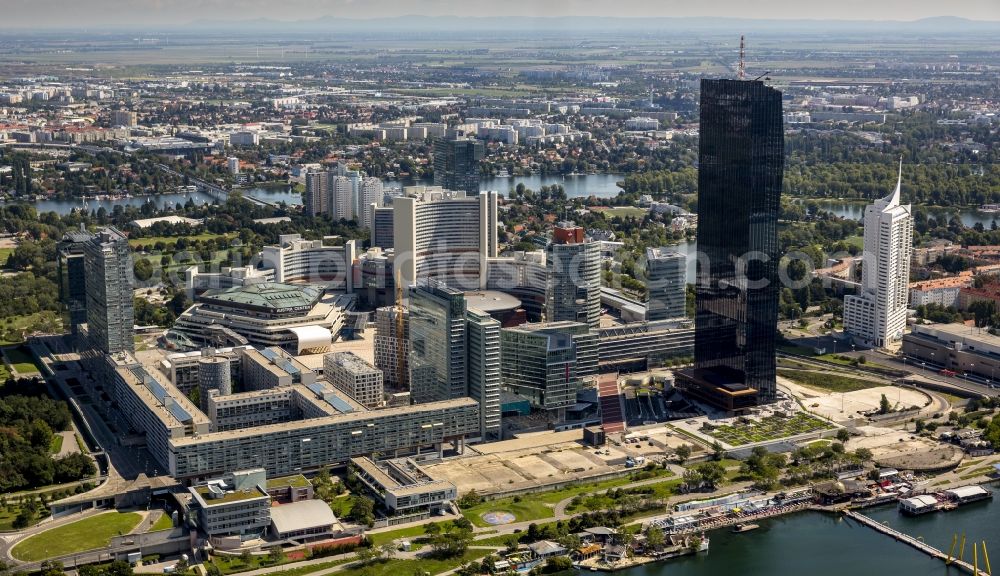 Wien from above - Highrise Tech Gate Vienna Economic and Technology GmbH in Austria Center Vienna in Austria