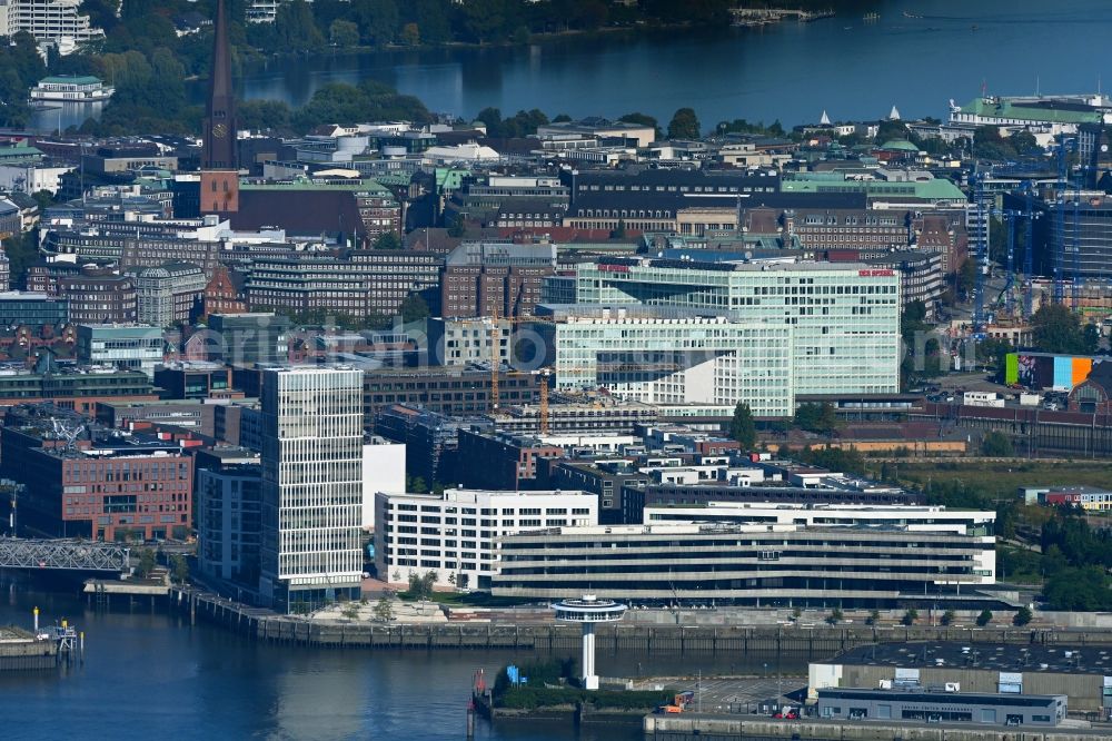 Hamburg from above - Office and commercial building WATERMARK, Intelligent Quarters und Universitaet Hamburg in the Hafen City in Hamburg, Germany