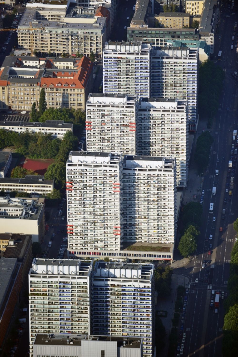 Berlin from above - View of a housing area at the Leipziger Straße in the center of Berlin