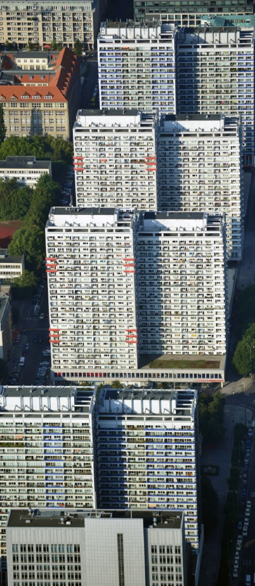 Berlin from above - View of a housing area at the Leipziger Straße in the center of Berlin