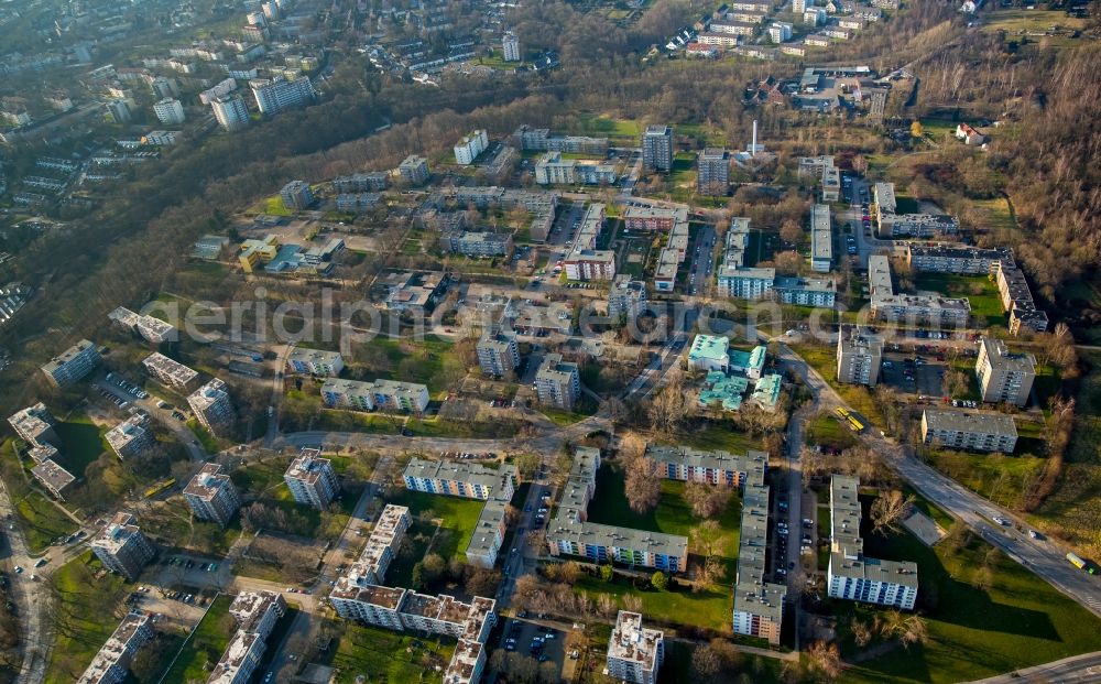 Aerial photograph Essen - High-rise residential development in the district Horst in Essen in North Rhine-Westphalia