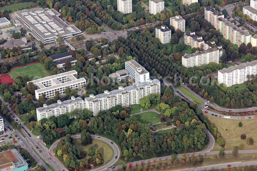 Aerial photograph München - High-rise building in the residential area Sigfried-Mollier-Strasse in Munich in the state Bavaria
