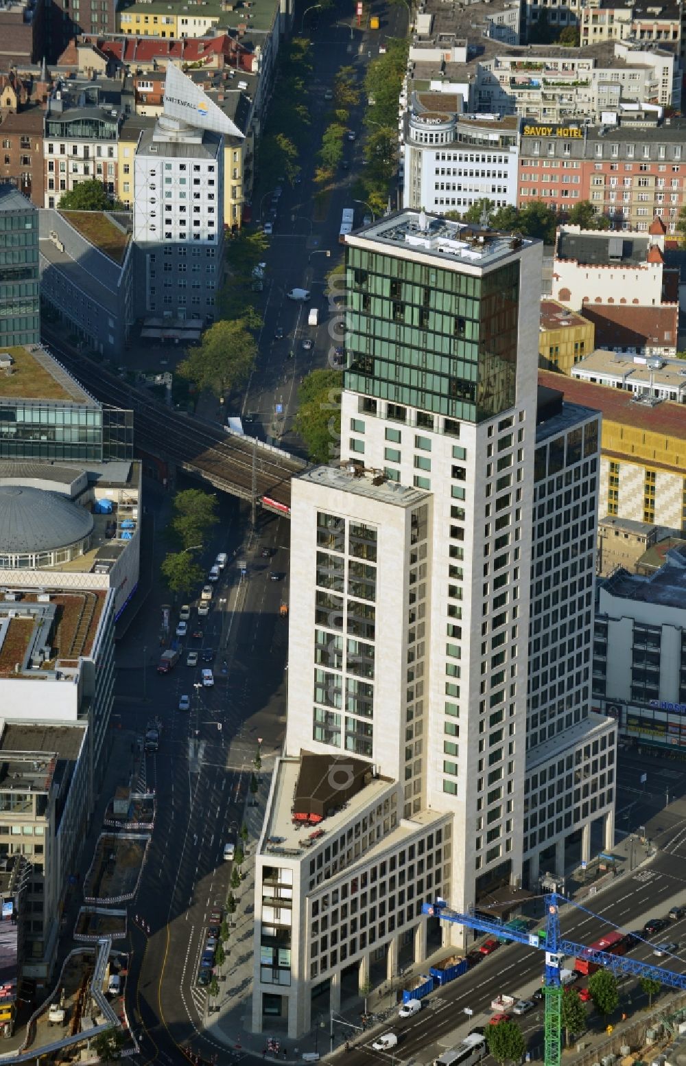 Berlin from above - The newly constructed high-rise Zoofenster in the City West train station Charlottenburg ZOO