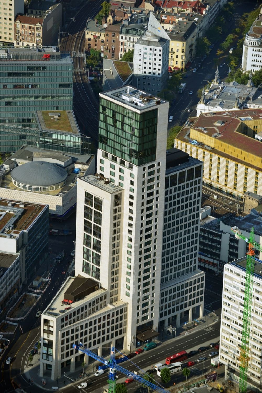 Berlin from the bird's eye view: The newly constructed high-rise Zoofenster in the City West train station Charlottenburg ZOO