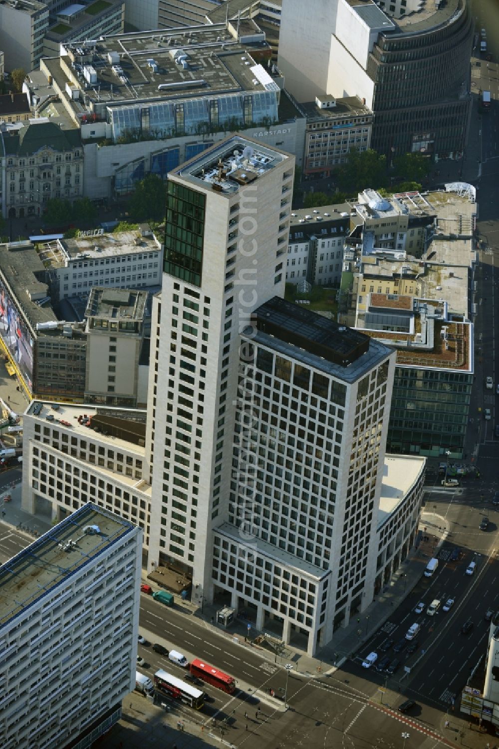 Aerial image Berlin - The newly constructed high-rise Zoofenster in the City West train station Charlottenburg ZOO