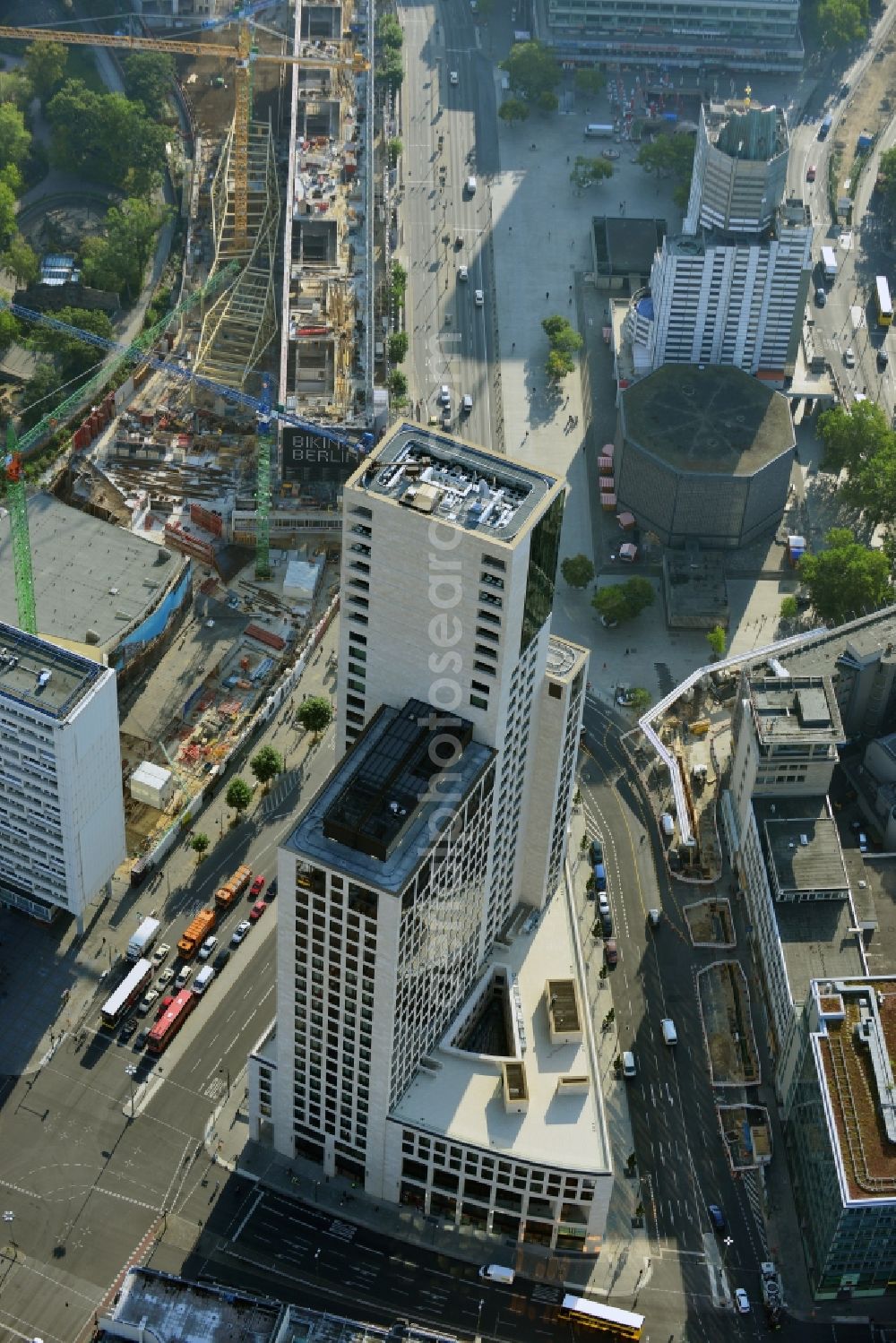 Berlin from above - The newly constructed high-rise Zoofenster in the City West train station Charlottenburg ZOO