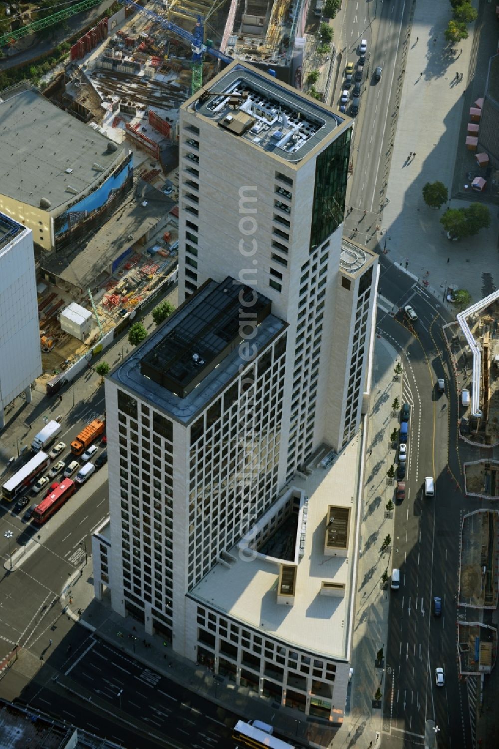 Berlin from the bird's eye view: The newly constructed high-rise Zoofenster in the City West train station Charlottenburg ZOO