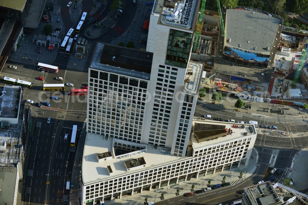 Aerial photograph Berlin - The newly constructed high-rise Zoofenster in the City West train station Charlottenburg ZOO