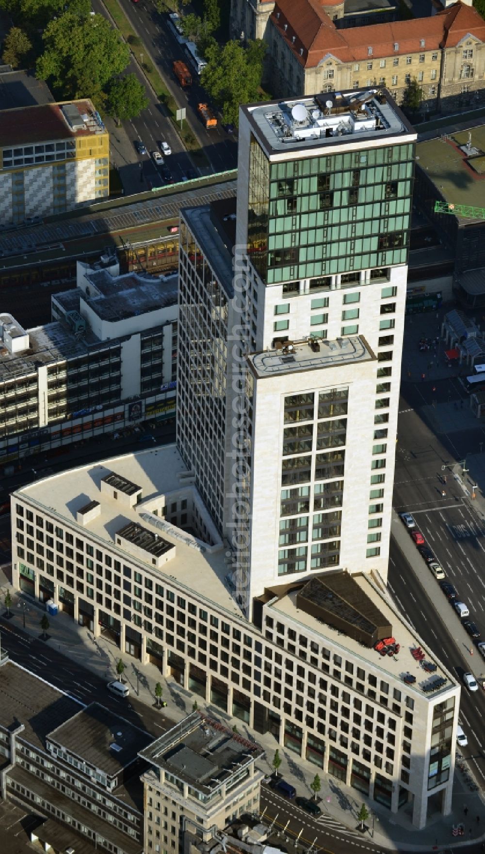 Aerial photograph Berlin - The newly constructed high-rise Zoofenster in the City West train station Charlottenburg ZOO