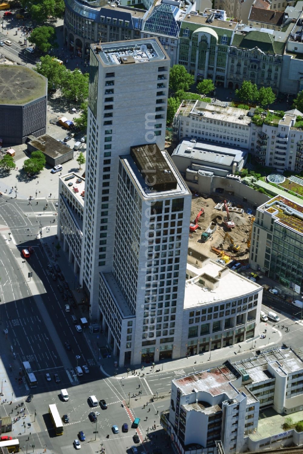 Berlin from above - The newly constructed high-rise Zoofenster in the City West train station Charlottenburg ZOO