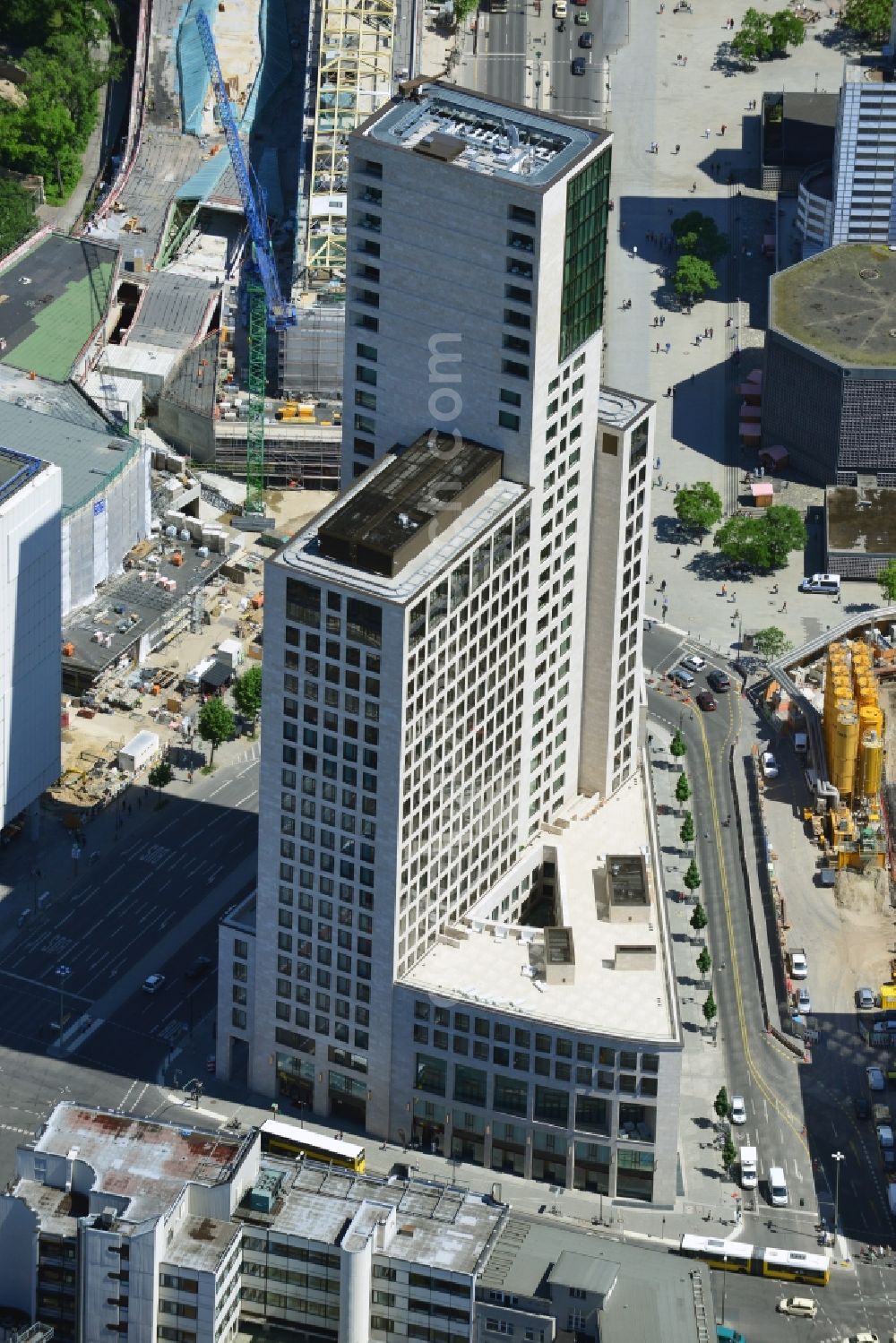 Aerial image Berlin - The newly constructed high-rise Zoofenster in the City West train station Charlottenburg ZOO