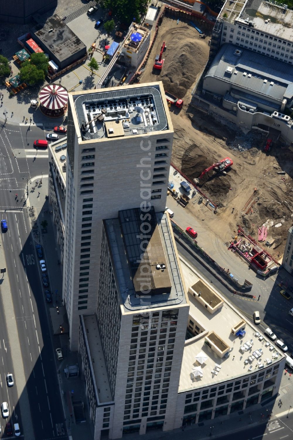 Berlin from the bird's eye view: The newly constructed high-rise Zoofenster in the City West train station Charlottenburg ZOO