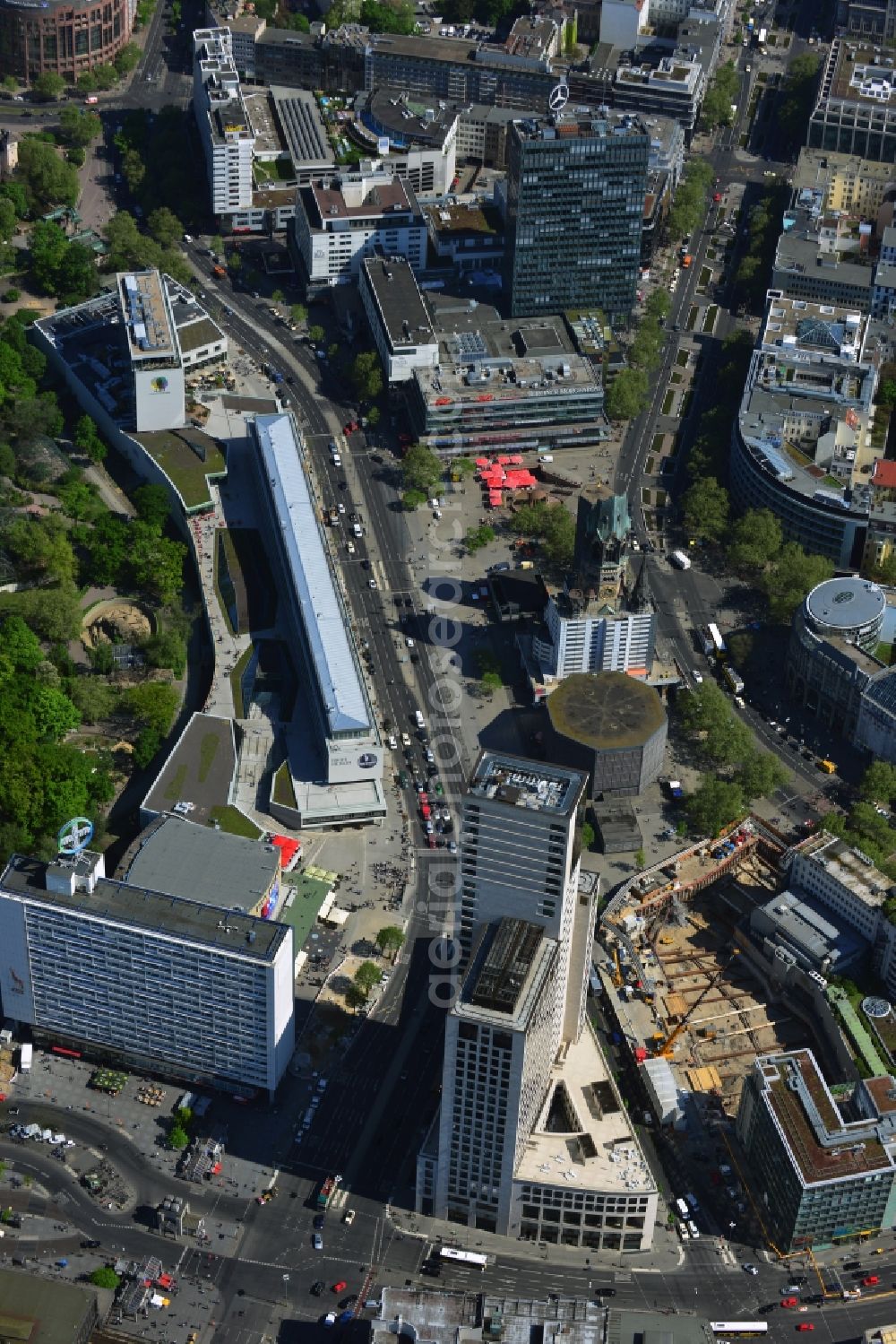 Berlin from the bird's eye view: The newly constructed high-rise Zoofenster in the City West train station Charlottenburg ZOO