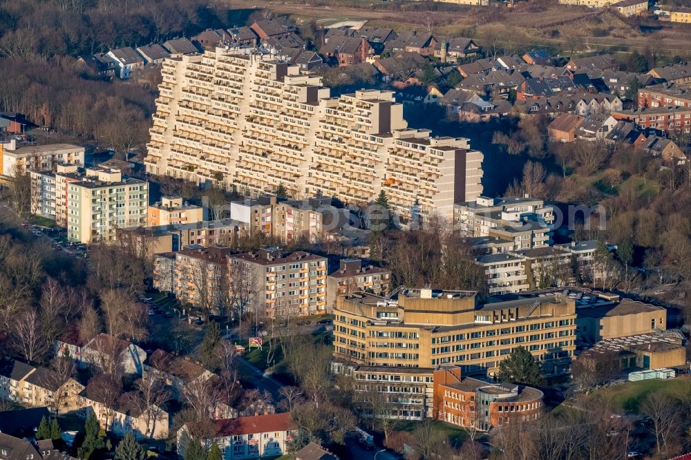 Aerial photograph Dortmund - View at the terrace high-rise complex Hannibal in the district of Dorstfeld in Dortmund in the federal state North Rhine-Westphalia